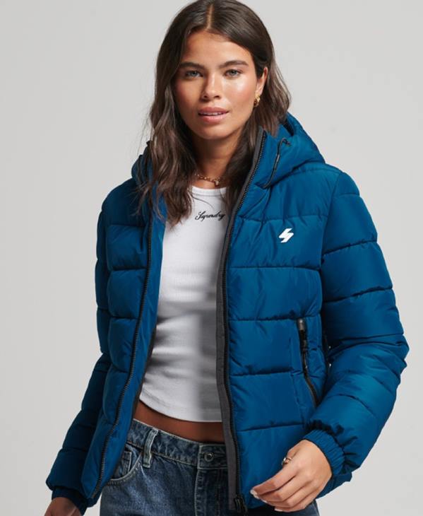 Superdry femmes doudoune esprit sport à capuche D64Z3723 vêtements bleu