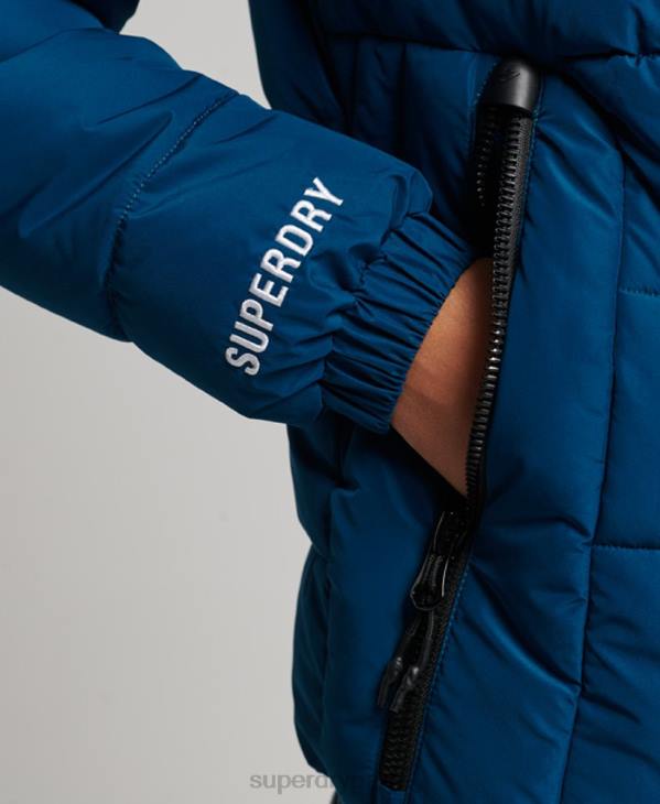 Superdry femmes doudoune esprit sport à capuche D64Z3723 vêtements bleu