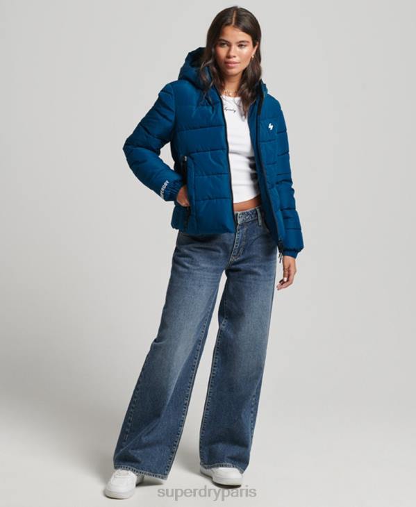 Superdry femmes doudoune esprit sport à capuche D64Z3723 vêtements bleu
