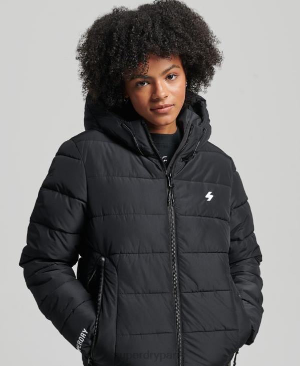Superdry femmes doudoune esprit sport à capuche D64Z3739 vêtements noir