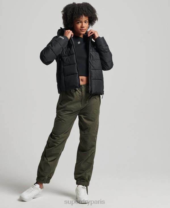 Superdry femmes doudoune esprit sport à capuche D64Z3739 vêtements noir