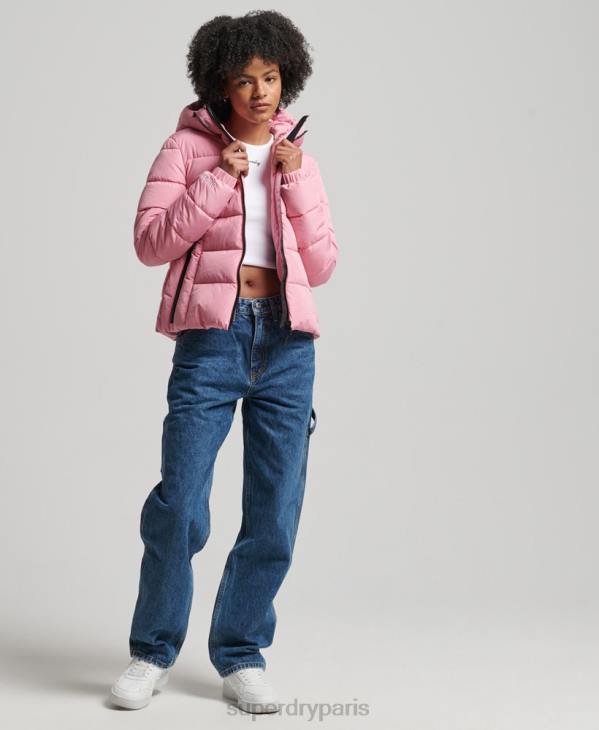 Superdry femmes doudoune esprit sport à capuche D64Z3802 vêtements rose