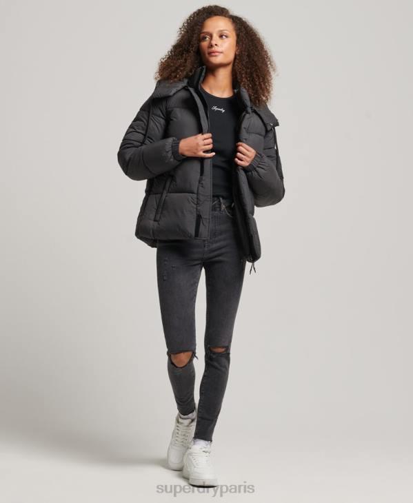 Superdry femmes doudoune indéchirable à capuche D64Z3575 vêtements noir