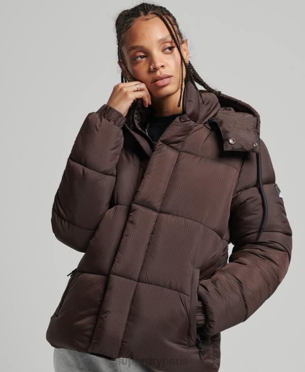 Superdry femmes doudoune indéchirable à capuche D64Z3576 vêtements brun