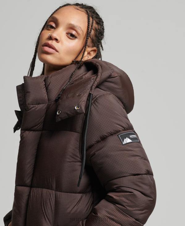 Superdry femmes doudoune indéchirable à capuche D64Z3576 vêtements brun