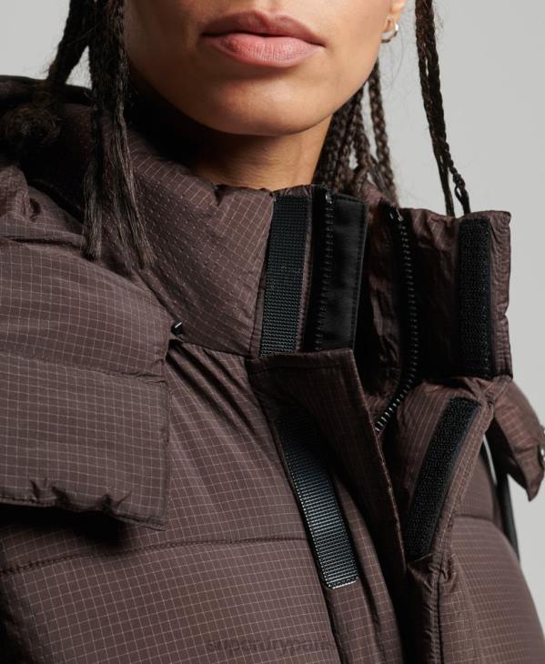 Superdry femmes doudoune indéchirable à capuche D64Z3576 vêtements brun