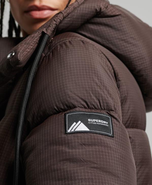 Superdry femmes doudoune indéchirable à capuche D64Z3576 vêtements brun
