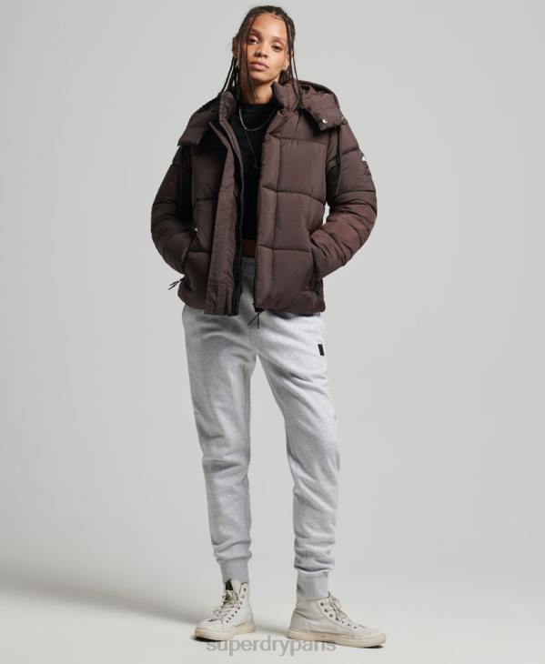 Superdry femmes doudoune indéchirable à capuche D64Z3576 vêtements brun