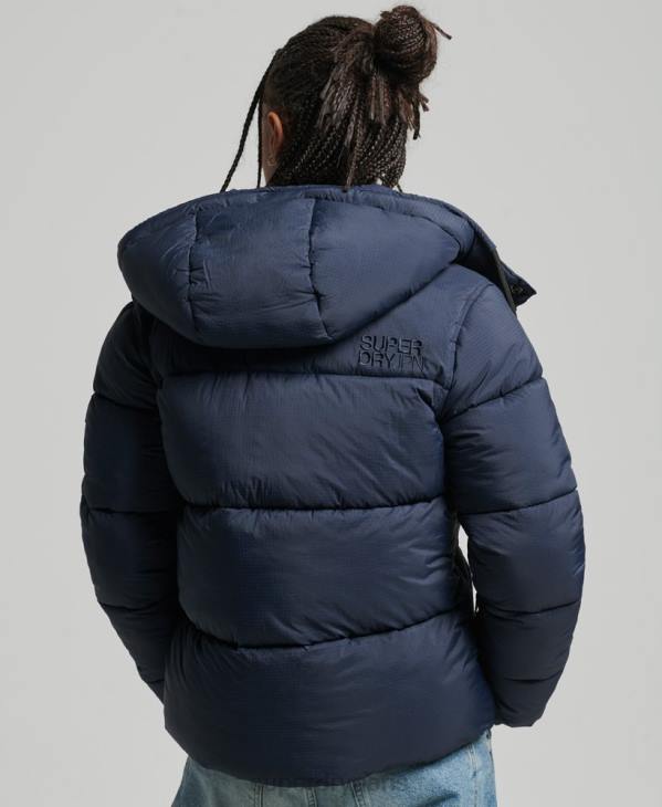 Superdry femmes doudoune indéchirable à capuche D64Z3689 vêtements marine