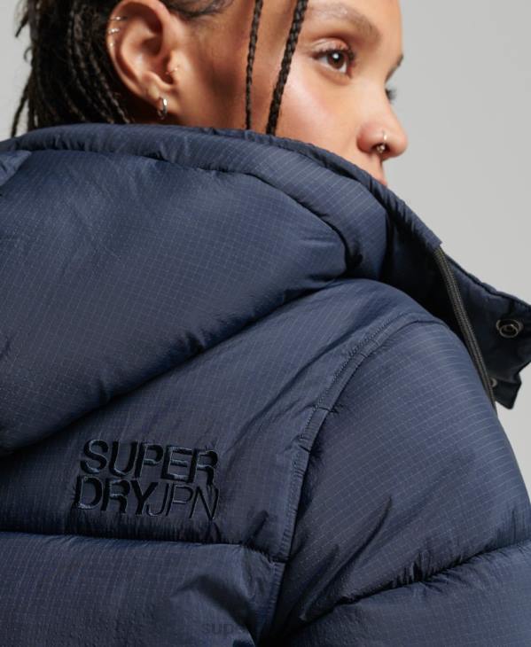 Superdry femmes doudoune indéchirable à capuche D64Z3689 vêtements marine