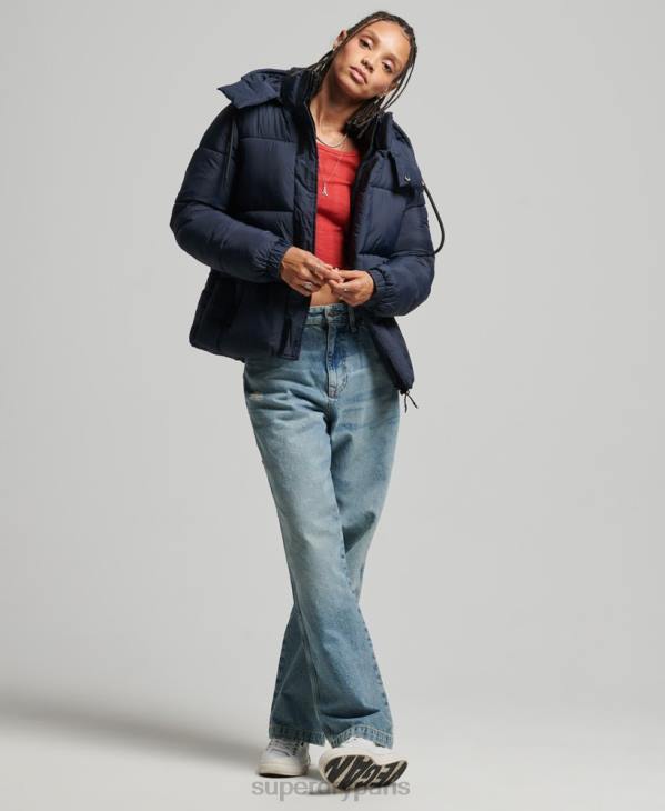 Superdry femmes doudoune indéchirable à capuche D64Z3689 vêtements marine