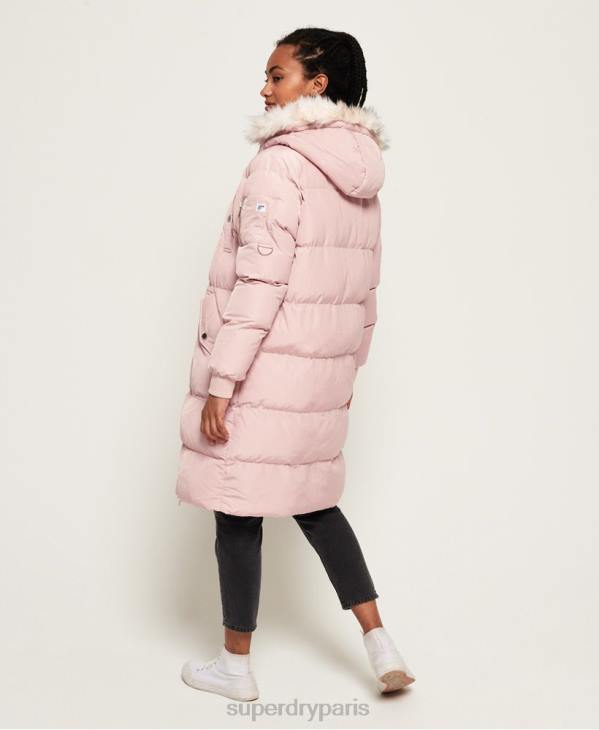 Superdry femmes doudoune longue de luxe D64Z3848 vêtements rose