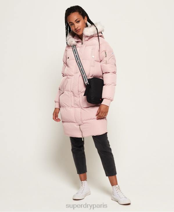 Superdry femmes doudoune longue de luxe D64Z3848 vêtements rose