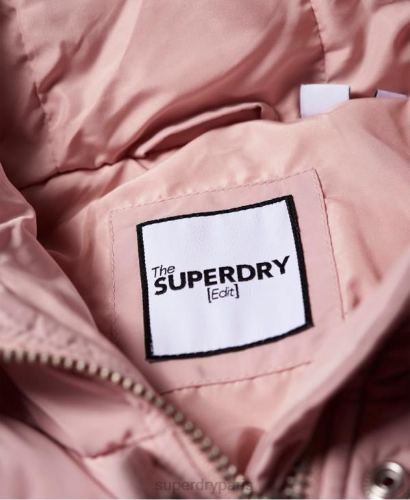 Superdry femmes doudoune longue de luxe D64Z3848 vêtements rose