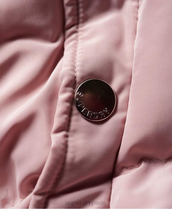 Superdry femmes doudoune longue de luxe D64Z3848 vêtements rose