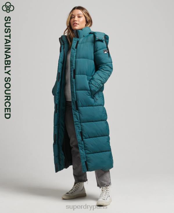 Superdry femmes doudoune longue en ripstop D64Z3603 vêtements vert