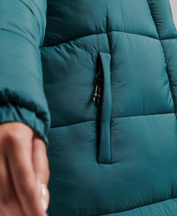 Superdry femmes doudoune longue en ripstop D64Z3603 vêtements vert