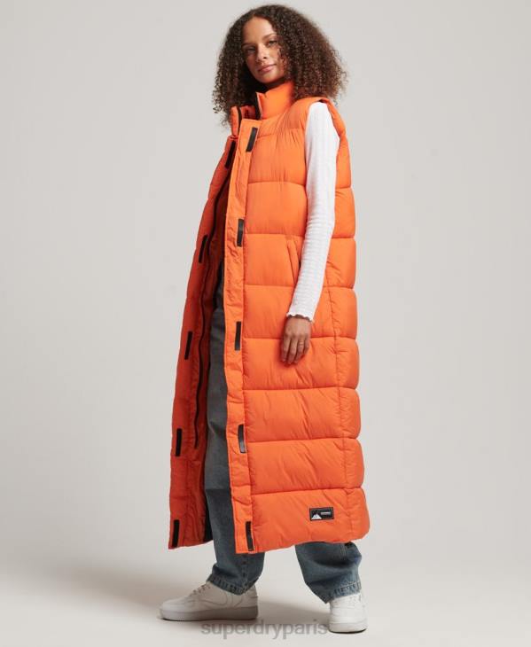 Superdry femmes doudoune longue en ripstop D64Z3695 vêtements orange