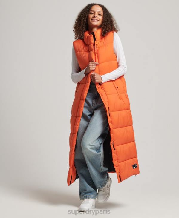 Superdry femmes doudoune longue en ripstop D64Z3695 vêtements orange