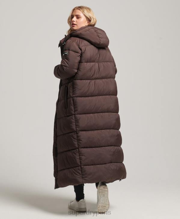 Superdry femmes doudoune longue en ripstop D64Z3713 vêtements brun