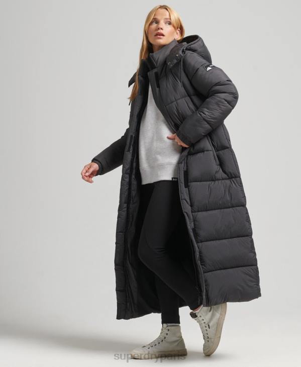 Superdry femmes doudoune longue en ripstop D64Z3729 vêtements noir