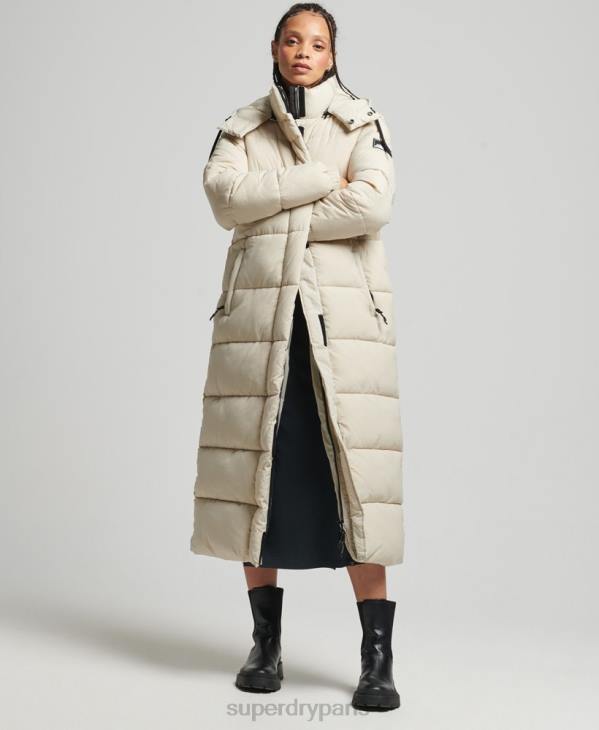 Superdry femmes doudoune longue en ripstop D64Z3756 vêtements beige