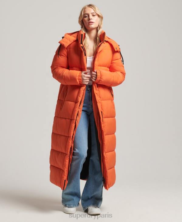 Superdry femmes doudoune longue en ripstop D64Z3789 vêtements orange