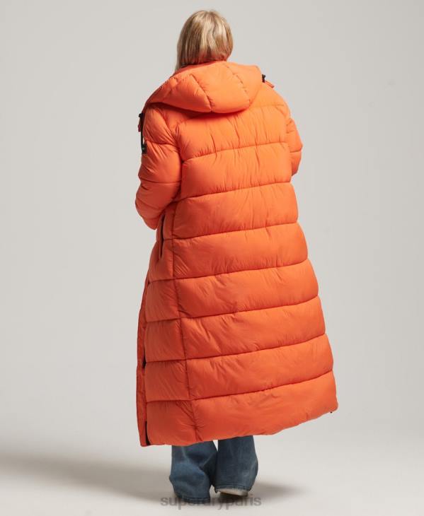 Superdry femmes doudoune longue en ripstop D64Z3789 vêtements orange