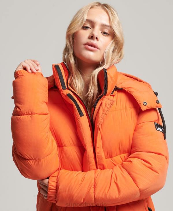 Superdry femmes doudoune longue en ripstop D64Z3789 vêtements orange