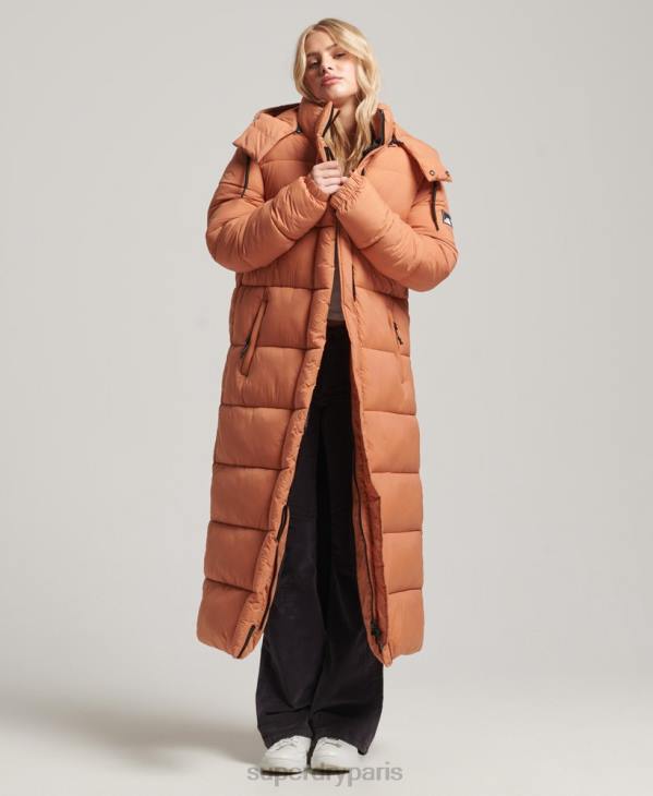 Superdry femmes doudoune longue en ripstop D64Z5506 vêtements orange