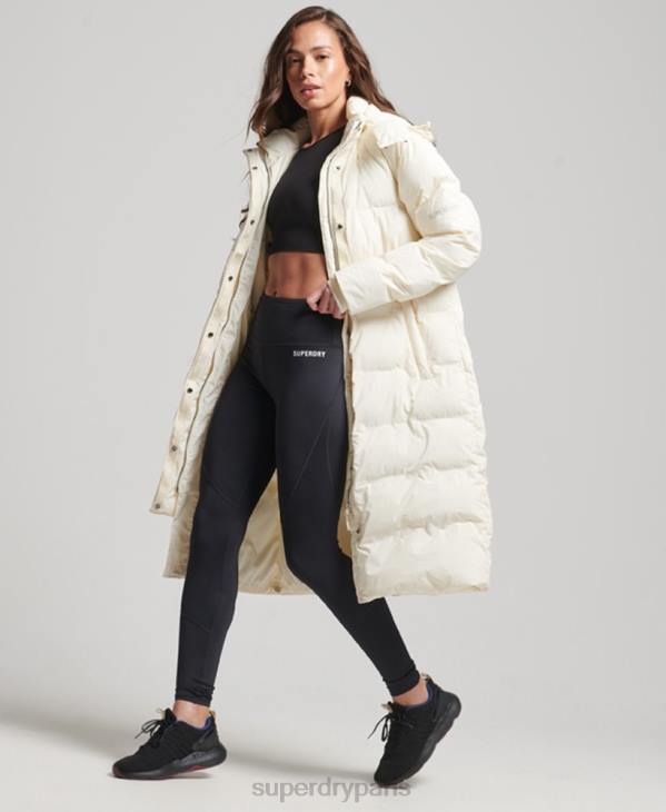 Superdry femmes doudoune longue train D64Z5520 vêtements crème