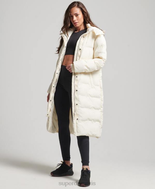 Superdry femmes doudoune longue train D64Z5520 vêtements crème
