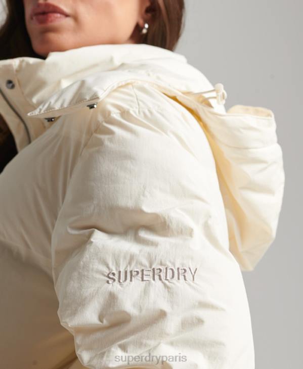 Superdry femmes doudoune longue train D64Z5520 vêtements crème