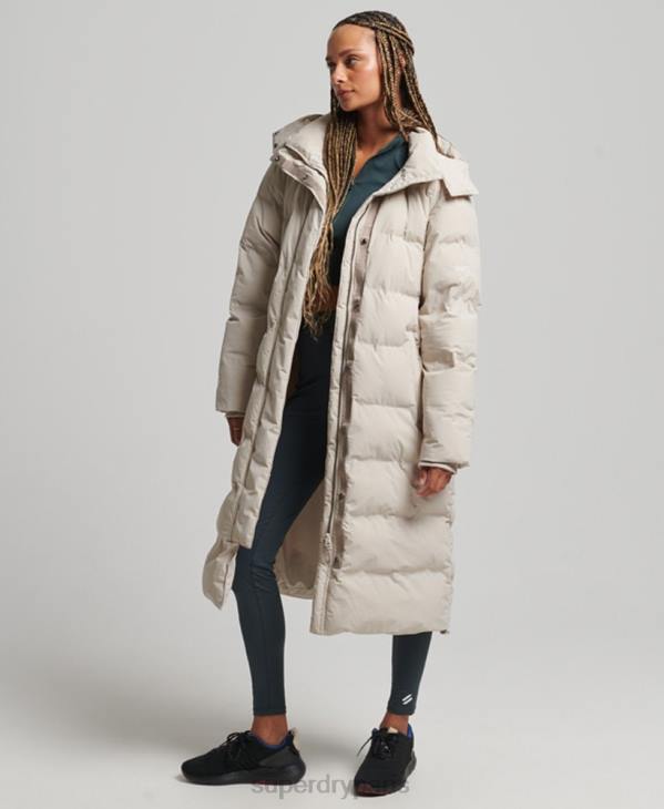 Superdry femmes doudoune longue train D64Z6328 vêtements beige