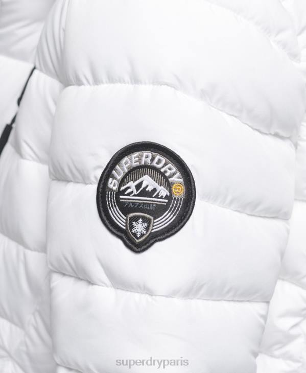 Superdry femmes doudoune mi-longue à capuche en fausse fourrure D64Z3606 vêtements blanc