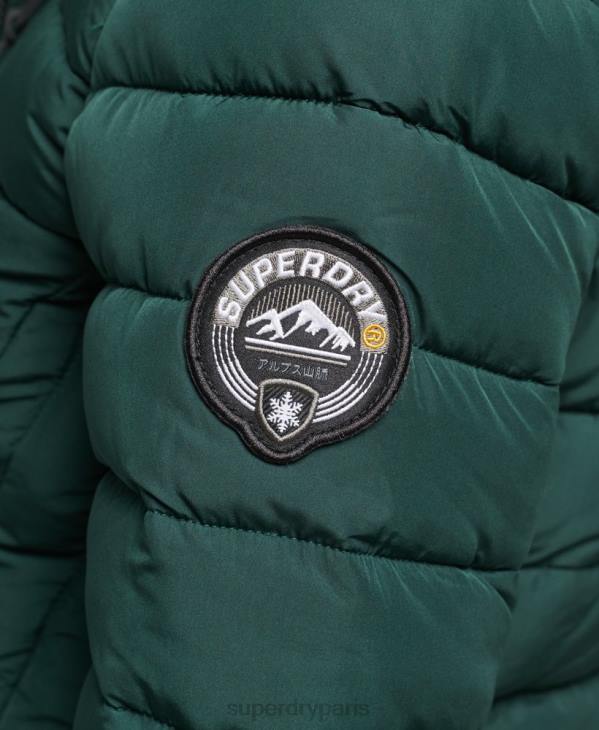 Superdry femmes doudoune mi-longue à capuche en fausse fourrure D64Z3636 vêtements vert