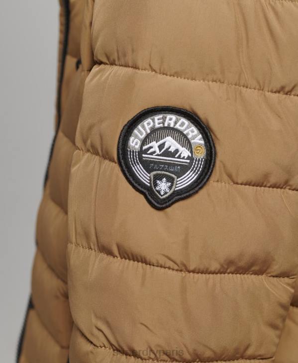 Superdry femmes doudoune mi-longue à capuche en fausse fourrure D64Z3748 vêtements brun