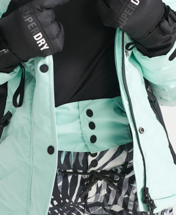 Superdry femmes doudoune snow luxe D64Z5460 vêtements bleu clair