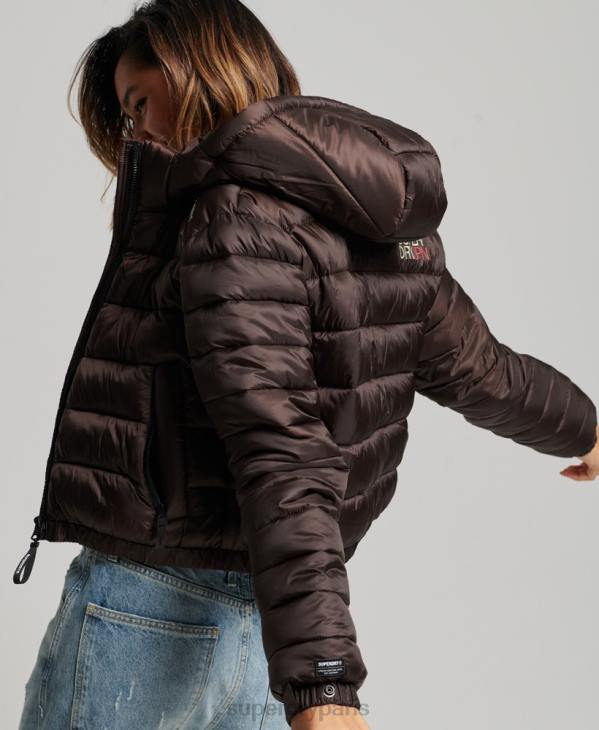 Superdry femmes doudoune sport courte légère D64Z3708 vêtements brun