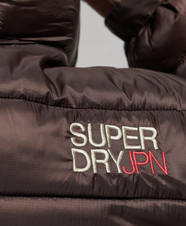 Superdry femmes doudoune sport courte légère D64Z3708 vêtements brun