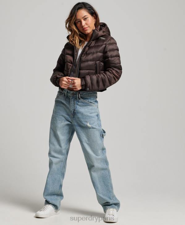 Superdry femmes doudoune sport courte légère D64Z3708 vêtements brun