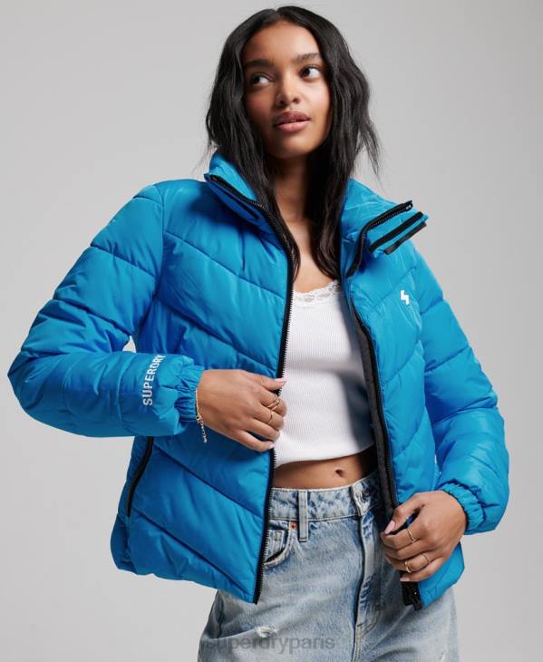 Superdry femmes doudoune sport sans capuche D64Z3705 vêtements bleu