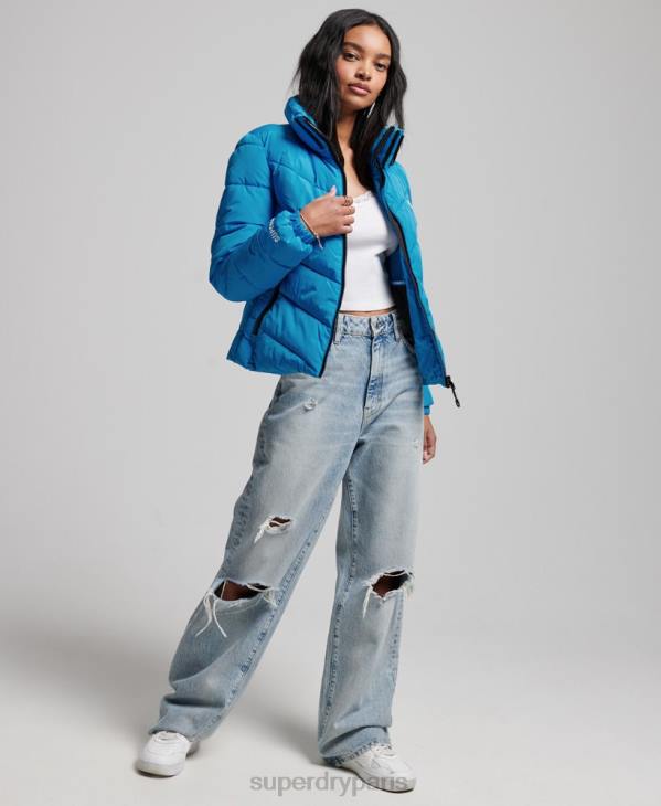 Superdry femmes doudoune sport sans capuche D64Z3705 vêtements bleu