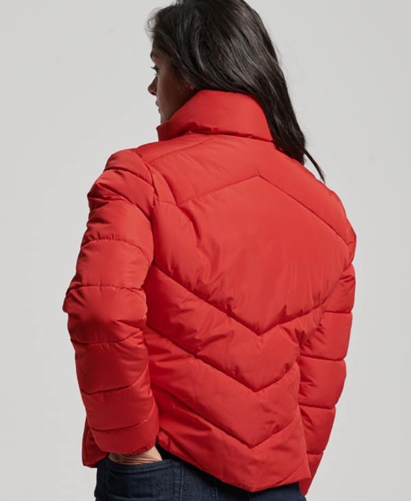 Superdry femmes doudoune sport sans capuche D64Z3761 vêtements rouge