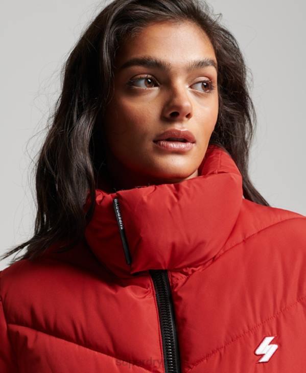 Superdry femmes doudoune sport sans capuche D64Z3761 vêtements rouge
