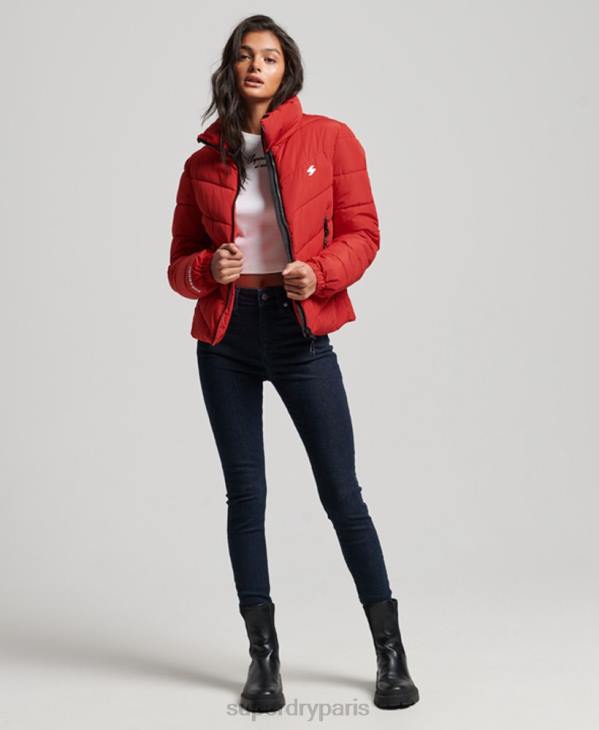 Superdry femmes doudoune sport sans capuche D64Z3761 vêtements rouge