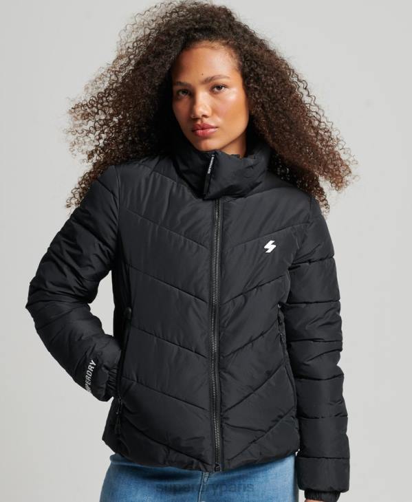Superdry femmes doudoune sport sans capuche D64Z3800 vêtements noir