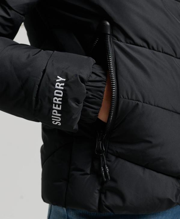 Superdry femmes doudoune sport sans capuche D64Z3800 vêtements noir