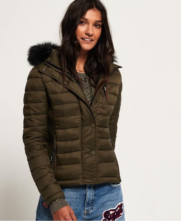 Superdry femmes fuji slim veste à capuche double zip D64Z3845 vêtements kaki