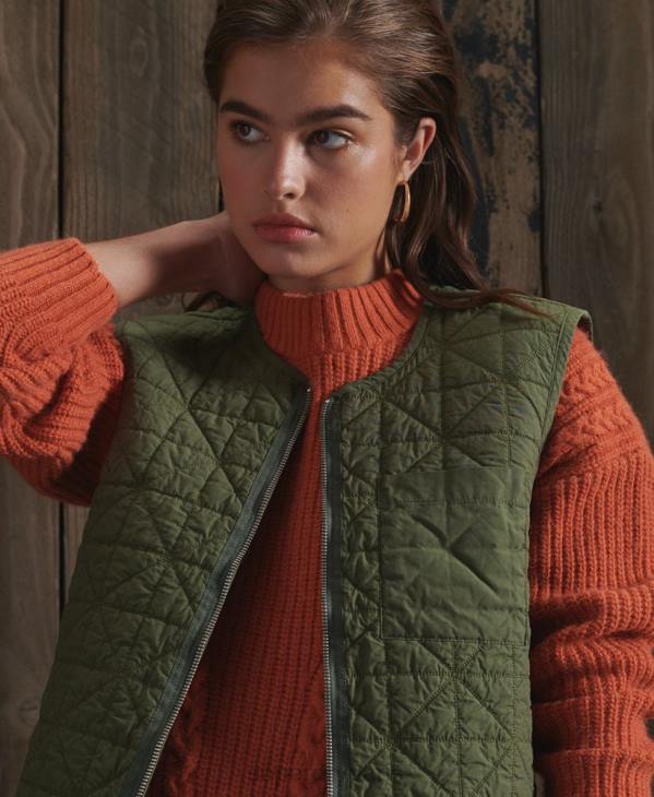 Superdry femmes gilet de doublure sèche en édition limitée D64Z5518 vêtements kaki
